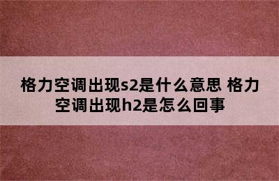 格力空调出现s2是什么意思 格力空调出现h2是怎么回事